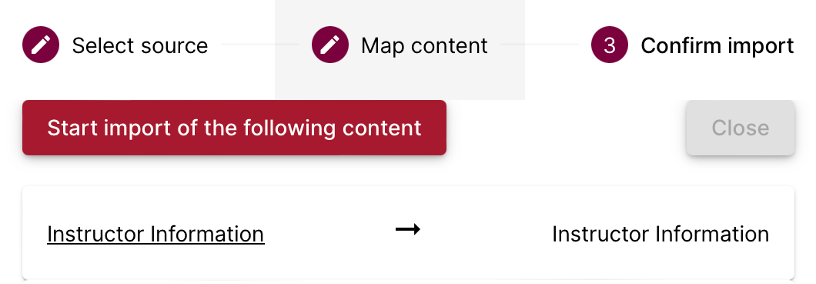 The screen to finalize the mapping of your content. 