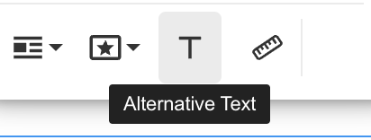 A close up of the Alternative Text button.